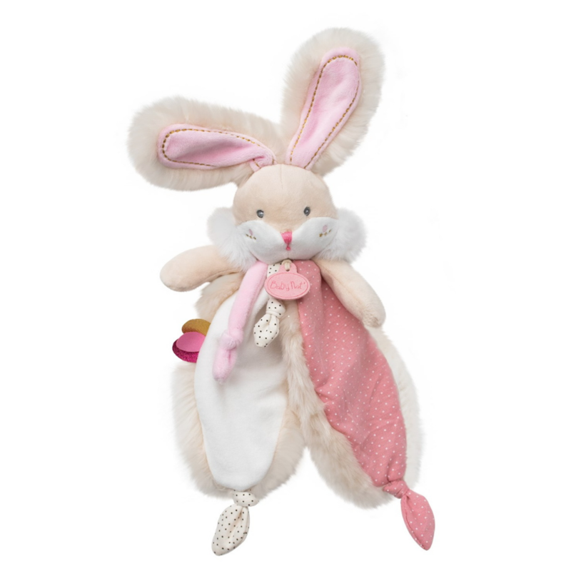 Papuche lapin plat rose blanc beige 